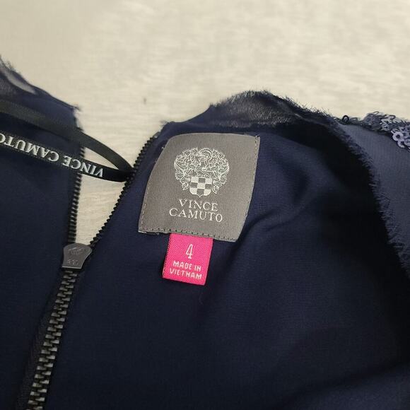 Vince Camuto blue sequin cocktail sheath dress Sz 4 party holiday wedding guest - Picture 7 of 8